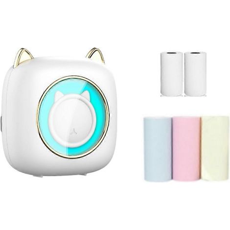 Imprimante thermique portable C23 Bluetooth, pour photos, étiquettes prix, étiquettes adhésives - compatible papier thermique 2 rouleaux + 3 couleurs.