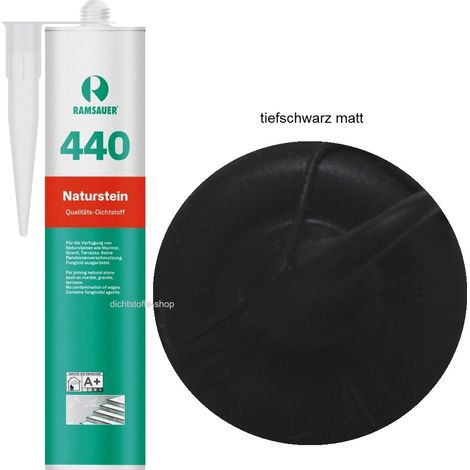 Ramsauer 440 Naturstein Silikon Fugen Dichtstoff 310ml Kartusche tiefschwarz matt (1/5)