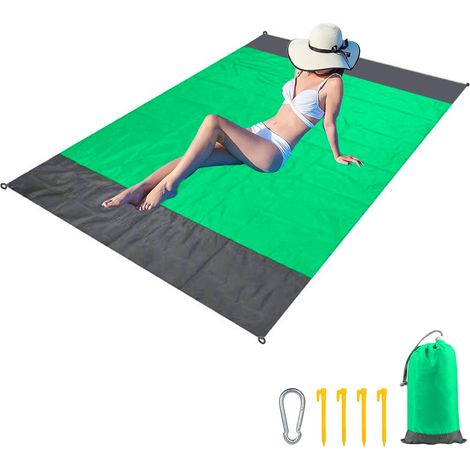 Couverture De Plage - Antisable Et Impermeable - 200 X 210 Cm - Pour Pique-nique Et Activités Extérieures - 1 Pièce (1/5)