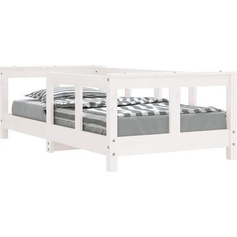 Lit simple Cadre de lit pour enfant blanc 70x140 cm bois de pin massif