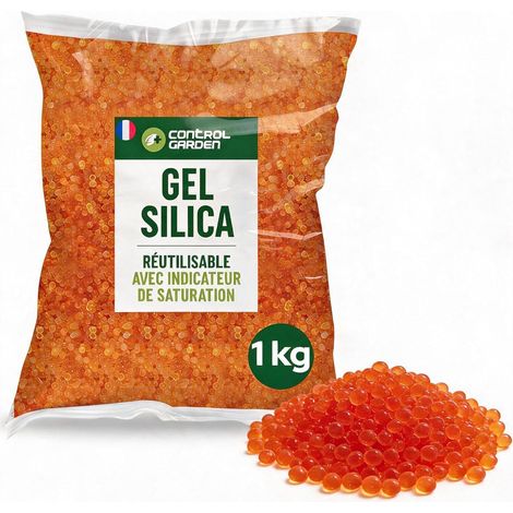 Silica Gel Orange 1 KG Absorbeur d'humidité Gel de Silice Non Toxique Déshumidificateur naturel Indicateur de saturation (1/5)
