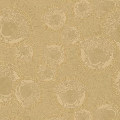 Papier peint medusa marron doré Tapisserie luxe graphique à cercles Papier peint design effet brillant idéal pour couloir (1/2)