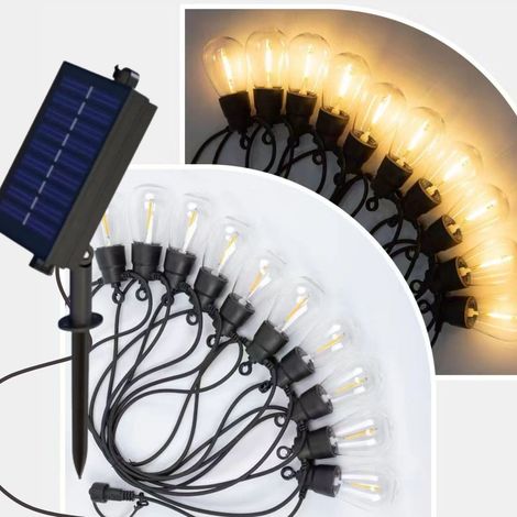 Ghirlanda Solare Led 5m con 10 Lampadine Luci Calde 3000K