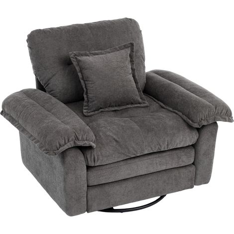 REDOM Poltrona girevole, divano singolo con cuscino di supporto eergonomico, in chenille, grigio, per angolo lettura e relax (1/5)