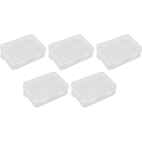 Boîte de Rangement Transparente 5 Pièces avec Couvercle à Charnière pour Organiser Bijoux et Loisirs Créatifs (1/5)