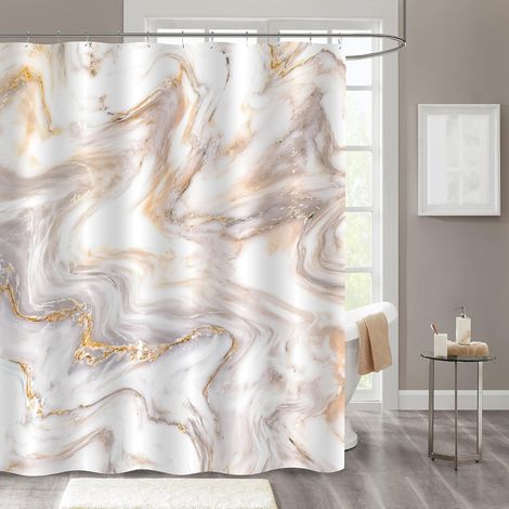 Filiyano-Rideau de douche en marbre or rose, rideau de douche abstrait et moderne (1/5)