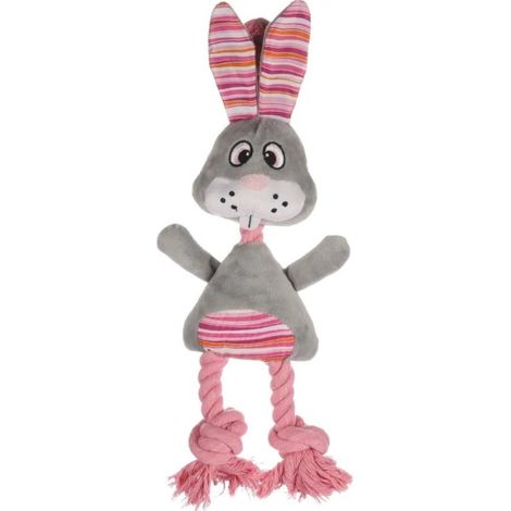 Peluche Lapin gris avec corde pieno 38 cm, pour chien - Flamingo (1/3)