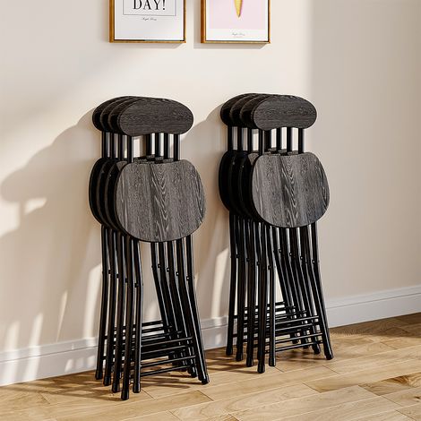 Compact Wooden Folding Chair with Metal Legs Set of 4 (1/5)