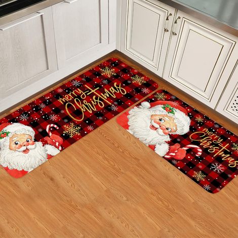 Tapis de Sol Cuisine Père Noël antidérapant Absorbant Lavable adapté à la Salle Bain 2 pièces 4060cm+40120cm (1/5)