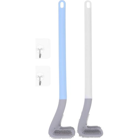 2 pièces Brosse WC Long Manche Lot Support Mural Brosse Toilette (1/5)
