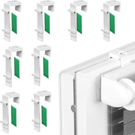 8 PièCes Supports De Stores - Fixation par Serrage - Fixation Store sans Percage - Aucun PerçAge NéCessaire - Support Store Enrouleur - Convient pour Stores Doubles Enrouleurs (1/4)