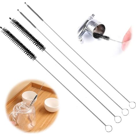 4PCS Brosse à Lait Brosses à Bouteilles Brosses De Nettoyage de Paille de 3 mm et 7 mm de Diamètre pour Conduites de Lait des Machines à Café Automatiques pour Tuyaux à Lait, Théières et Embouts (1/5)