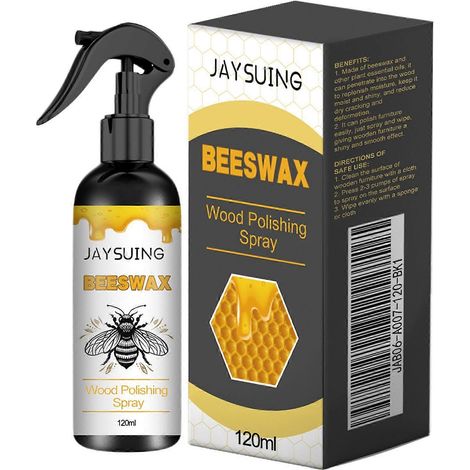 Spray de cire d'abeille pour le bois, cire d'abeille naturelle pour le polissage des meubles en bois, soin des sols en bois et réparation des rayures. Contenance : 1 pièce. (1/4)