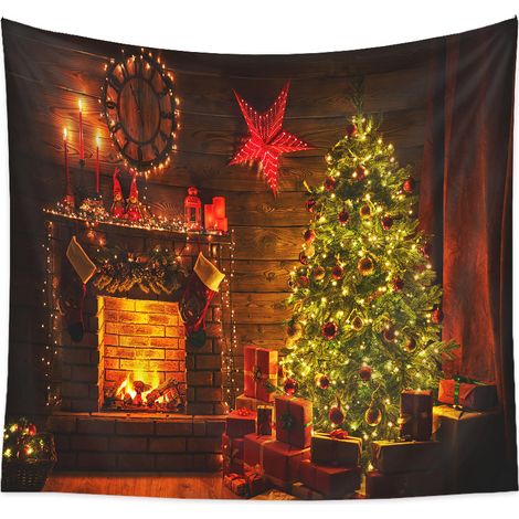 Tapestry De Noel - Motif Festif Noël - Pour Mur Chambre Dortoir Salon - 150 X 150 Cm - 1 Piece (1/5)