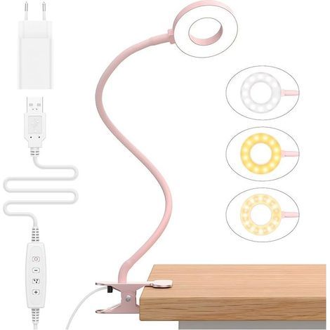 23 LED Leselampe Bett Dimmbar -【3 Modi & 10 Helligkeitsstufen】 Augenschutz Klemmlampe mit 40cm Flexiblem Schwanenhals, Klemmleuchte, Leselicht mit 10W USB-Ladegerät (1/5)