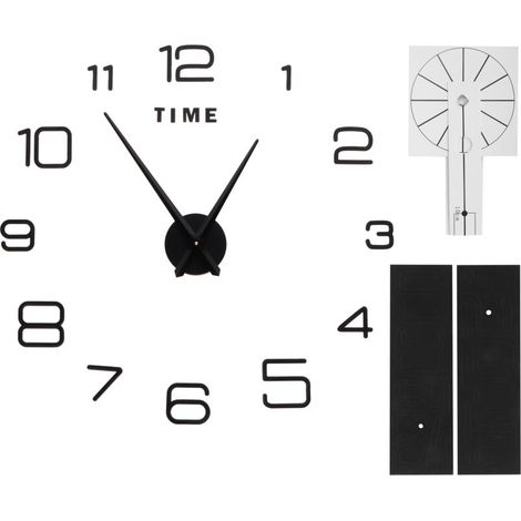 SJLERST Horloge murale en acrylique, miroir sans cadre, autocollant de Surface, décor pour salon, chambre à coucher, noir, DIY bricolage