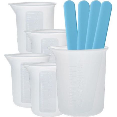 Outil de mélange de colle, gobelet doseur en silicone, bâtonnets mélangeurs, repose-doigts, outils de moulage pour la création artisanale en résine. (1/5)