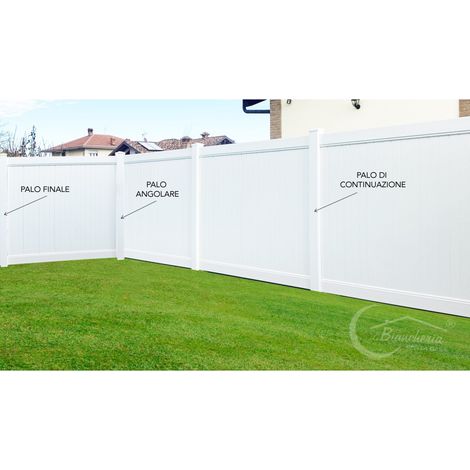 Tex Family – Poteau en PVC blanc pour clôture Olimpia – Poteau d'angle pour ciment 12,7x12,7 cm – Noyau en aluminium inclus – Installation facile (1/5)