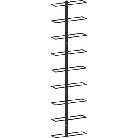 vidaXL Wall-mounted Wine Rack for 9 Bottles Black Iron