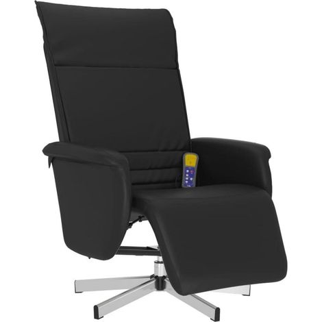 Fauteuil de massage inclinable pivotant 360° en similicuir noir (1/5)