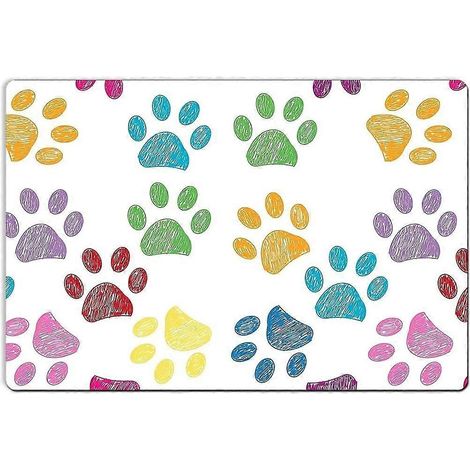 Tapis de bain ultra-absorbant et antidérapant pour salle de bain, 40 x 60 cm, motif empreintes de pattes de chien et de chat colorées, pour hommes, femmes et adolescents (1/5)