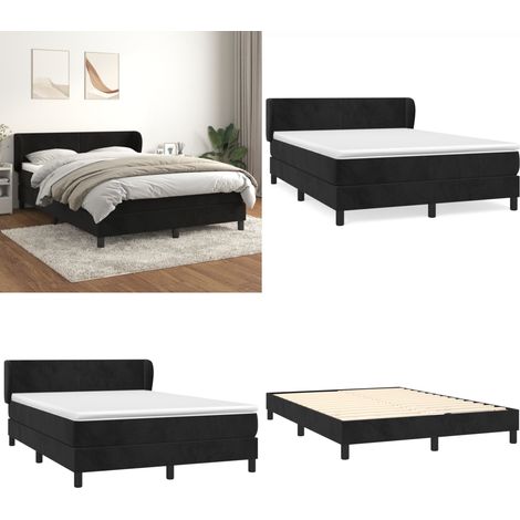 Boxspringbett mit Matratze Schwarz 140x190 cm Samt - Samtbett - Boxspringbett - Doppelbett - Schlafzimmermöbel - Luxusbett - Home & Living (1/5)