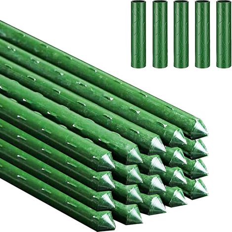 Lot De 20 Tuteur, Acier Revêtu, Surface Nervurée, Raccord Extension, Jardin Légumes Fleurs
