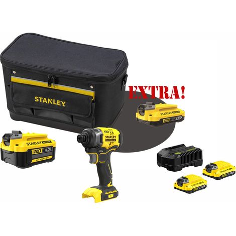 Kit Avvitatore ad impulsi a batteria 18V V20 SFMCF810B + Batteria al Litio 18 Volt LI-Ion 4.0 Ah V20 SFMCB204 + Set energia + EXTRA OMAGGI FATMAXB. STANLEYB.