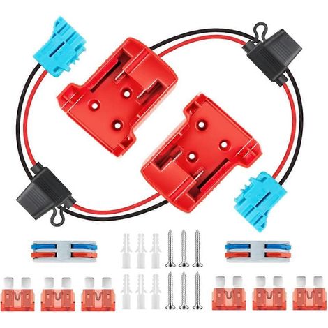 Adaptateur pour batterie Milwaukee M18 18V (lot de 2), kit de conversion de batterie avec porte-fusibles, bornes et fusibles. (1/5)