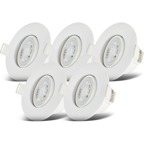 B.K.Licht – Lot de 5 spots encastrables salle de bain LED – IP65 étanche – 4,9W 480 lumens – Lumière blanc chaud 3000K – Gradation continue