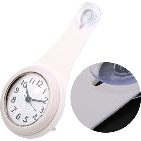 Montre murale étanche design salle de bain cuisine décoration intérieure blanche pendaison (1/4)