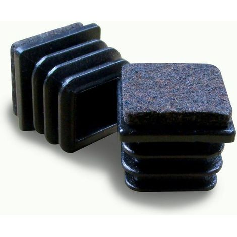 Square Incoming End Cap for Chair Leg DIMENSION 20 x 20 mm OUTSIDE with Cem Anti-noise and Anti-scratch Felt (1/4)