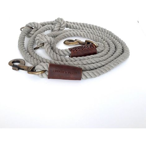 Laisse pour Chien Réglable Multi-position en Coton Torsadé Bio Vert Olive 2,50 m - PANGIVO (1/5)