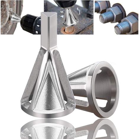 Herramienta de desbarbado y biselado externo (plata - paquete de 2) Broca de acero inoxidable de alta velocidad para biselado externo para reparaciones rápidas (1/5)