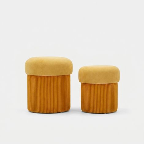 2er-Set Samt-Sitzhocker mit Stauraum Aspen - Gelb (1/5)