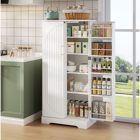 Küchenschrank mit LED-Sensorleuchte 60x35x128 cm Weiß OKMYHOME (1/5)