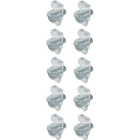Lot de 10 taquets en plastique avec goupille acier pour verre 5mm – Blocage de relèvement – Pour meubles et étagères (1/2)