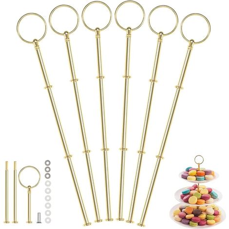 6 Pièces Tiges De Support à Gâteau, Métal Vintage Présentoir à Gâteau Tiges, Tiges pour Stand à Gâteaux Stand à gâteaux Kits Support à Gâteau à 3 Niveaux pour Anniversaire Mariage (1/5)