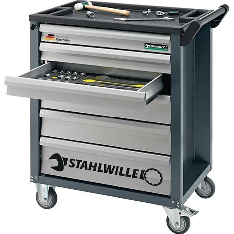 Servante d'atelier l.780xP499xH912 mm 300 kg 6 tiroirs 126 pièces tôle d'acier STAHLWILLE (1/4)