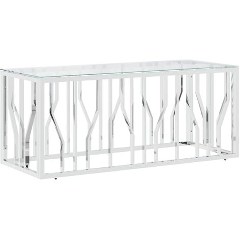 Maison Exclusive - Table basse 110x45x45 cm acier inoxydable et verre (1/5)
