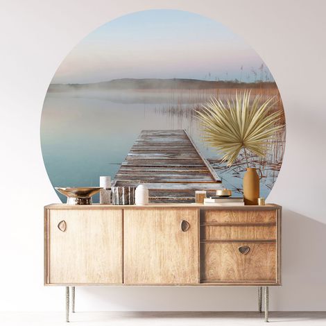 Sticker mural rond / cercle - Ponton - Diamètre 40 cm - Adhésif + Protection BRILLANTE (1/3)