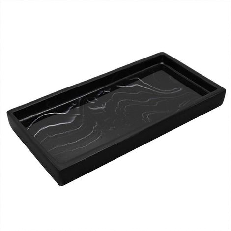 Rectangular assiette comptoir bathroom soap shampoo plateau rangement, noir (1/5)