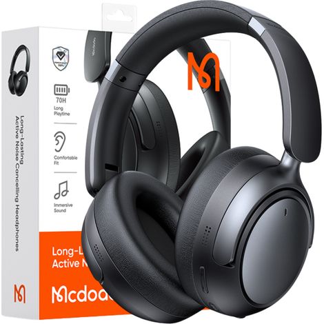 Cuffie wireless on-ear Bluetooth MCDODO con microfono e cancellazione attiva del rumore, nere. (1/5)