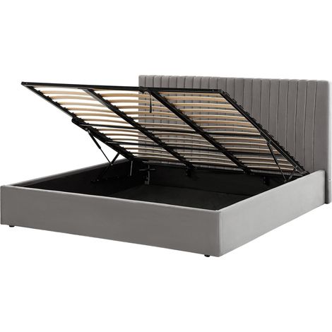Ottoman Bed Velvet VION 180 x 200 cm (EU Super King) Grey