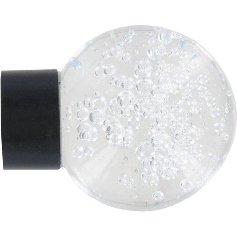 Embout barre à rideau boule à bulles noir mat Ø28mm en verre et métal – Design moderne et élégant – Facile à installer – Ateliers 28
