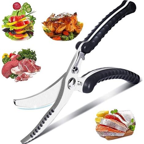 Forbici da cucina in acciaio inox per ossa di pollo - Manico antiscivolo - Per tagliare carne e verdure (1/5)