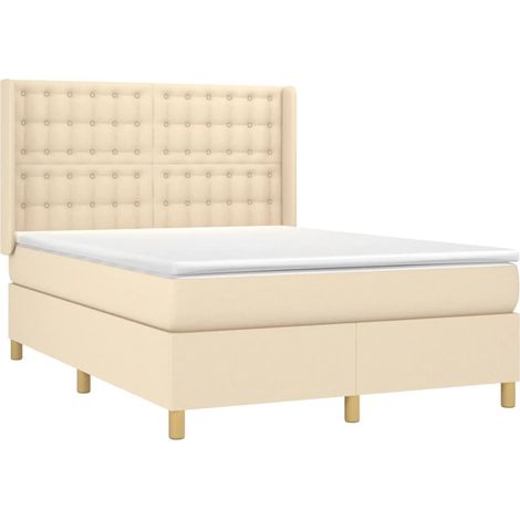 vidaXL Giroletto a Molle con Materasso Crema 140x200 cm in Tessuto (1/5)