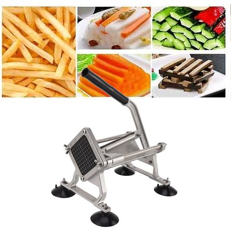 Cortador manual profesional de acero inoxidable para patatas fritas (13 mm) para patatas, verduras y frutas con base antideslizante. (1/5)