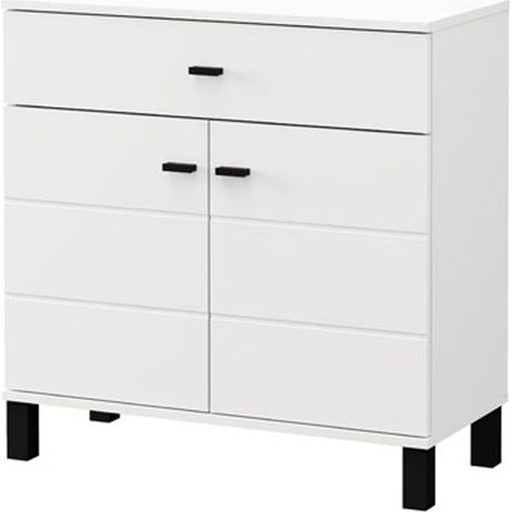 Credenza Pisac, Madia 2 Ripiani, un Cassetto, 2 Ante, 77x35x78h cm Bianco