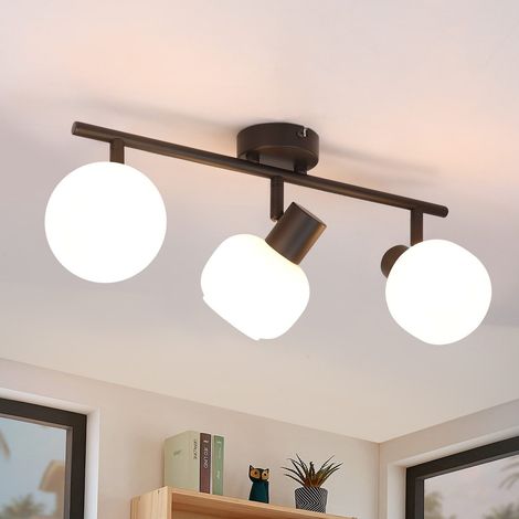 GBLY Deckenstrahler Schwarz Deckenleuchte Flur - Deckenlampe 3 Flammig Innen Strahler Vintage Glas Lampenschirm Flurlampe Morden E14 Spotleuchte für Schlafzimmer Wohnzimmer(Ohne Leuchtmittel)